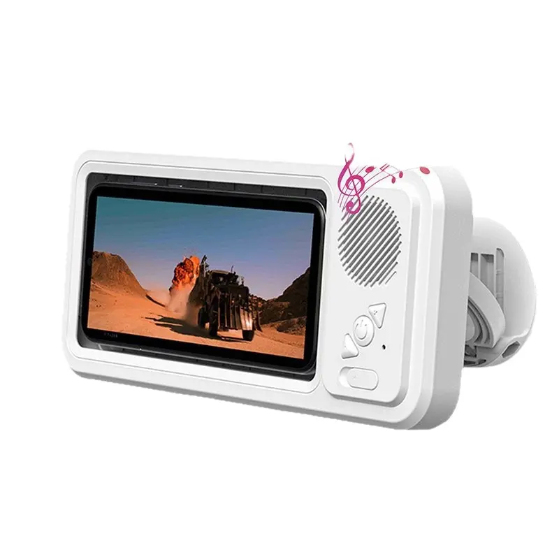 Waterproof Bathroom Touch-Screen Phone Bracket with Portable Wireless Speaker, Shower Safe Household Appliance Accessory for Shower Entertainment