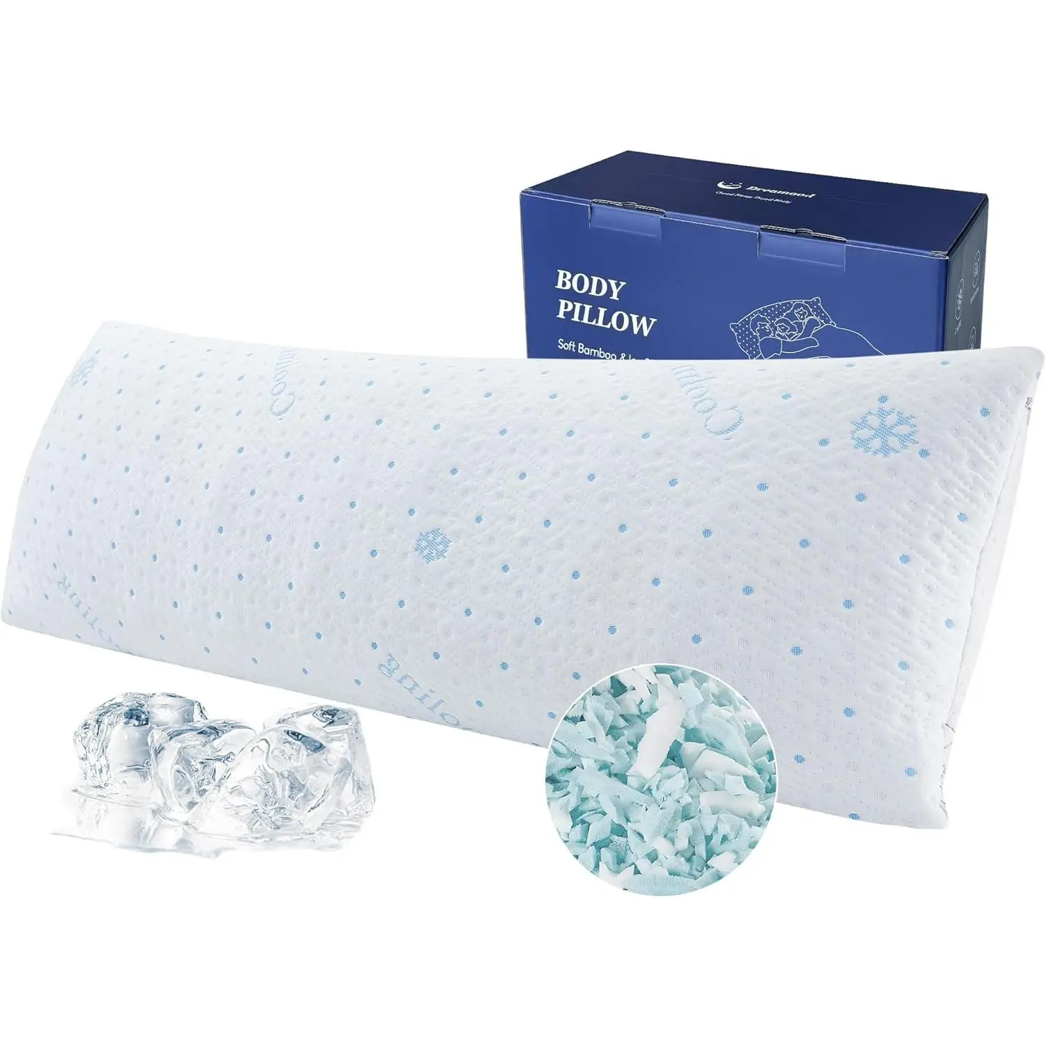 Cooling  Pillow with Pillowcase, Adjustable Shredded Memory   Long Full Bed  Pillows for Adults Side Sleeper - with Washable Soft Cooling Double-Sided Cover, 20x54 inch