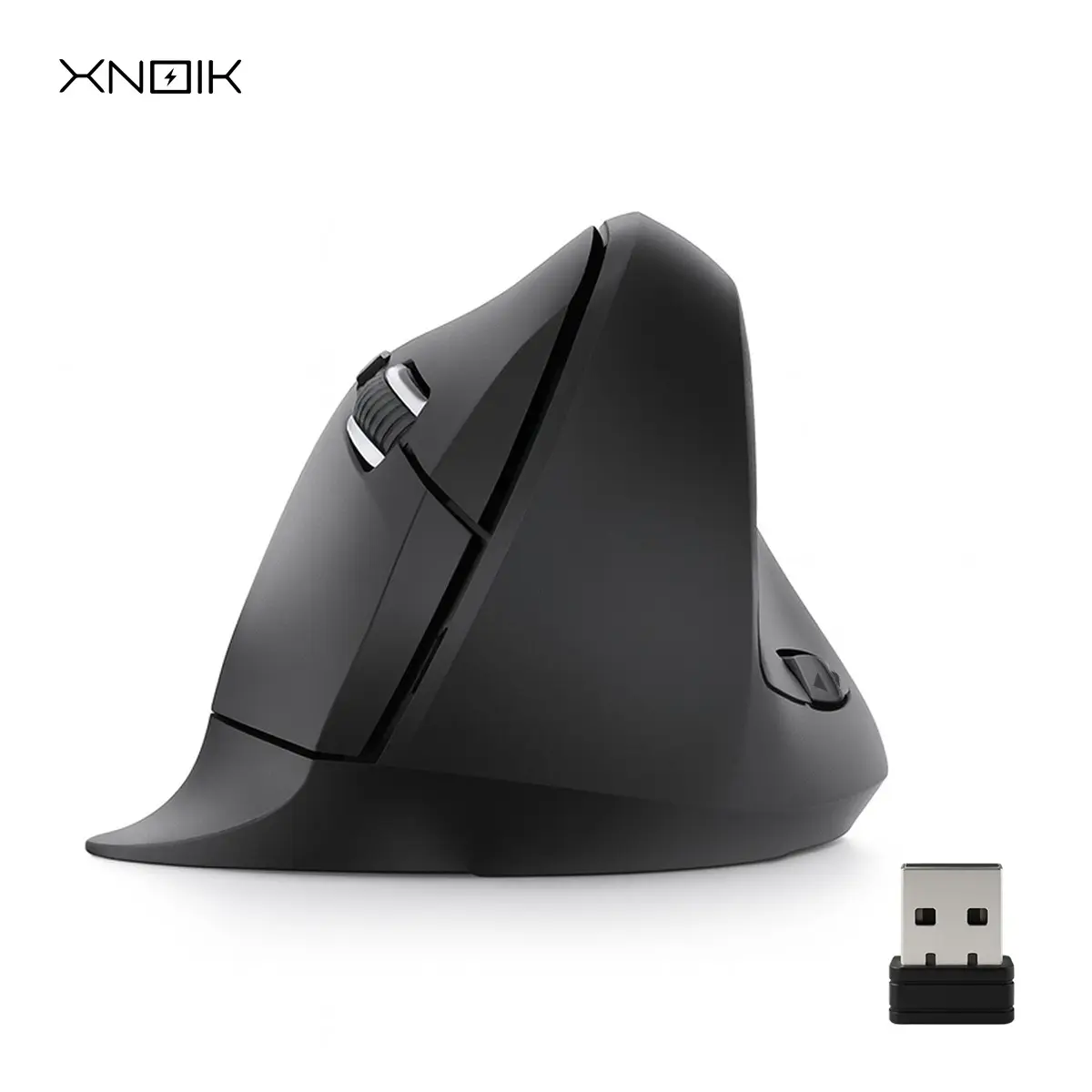 Ergonomic Vertical Wireless Mouse, 2.4GHz USB Receiver, 3 Adjustable Sensitivity Levels, 6 Silent Buttons, Curved Thumb Rest, Comfortable Grip for Medium and Large Hands, Plug and Play, for Laptop, Desktop PC, for MacBook and for Chromebook