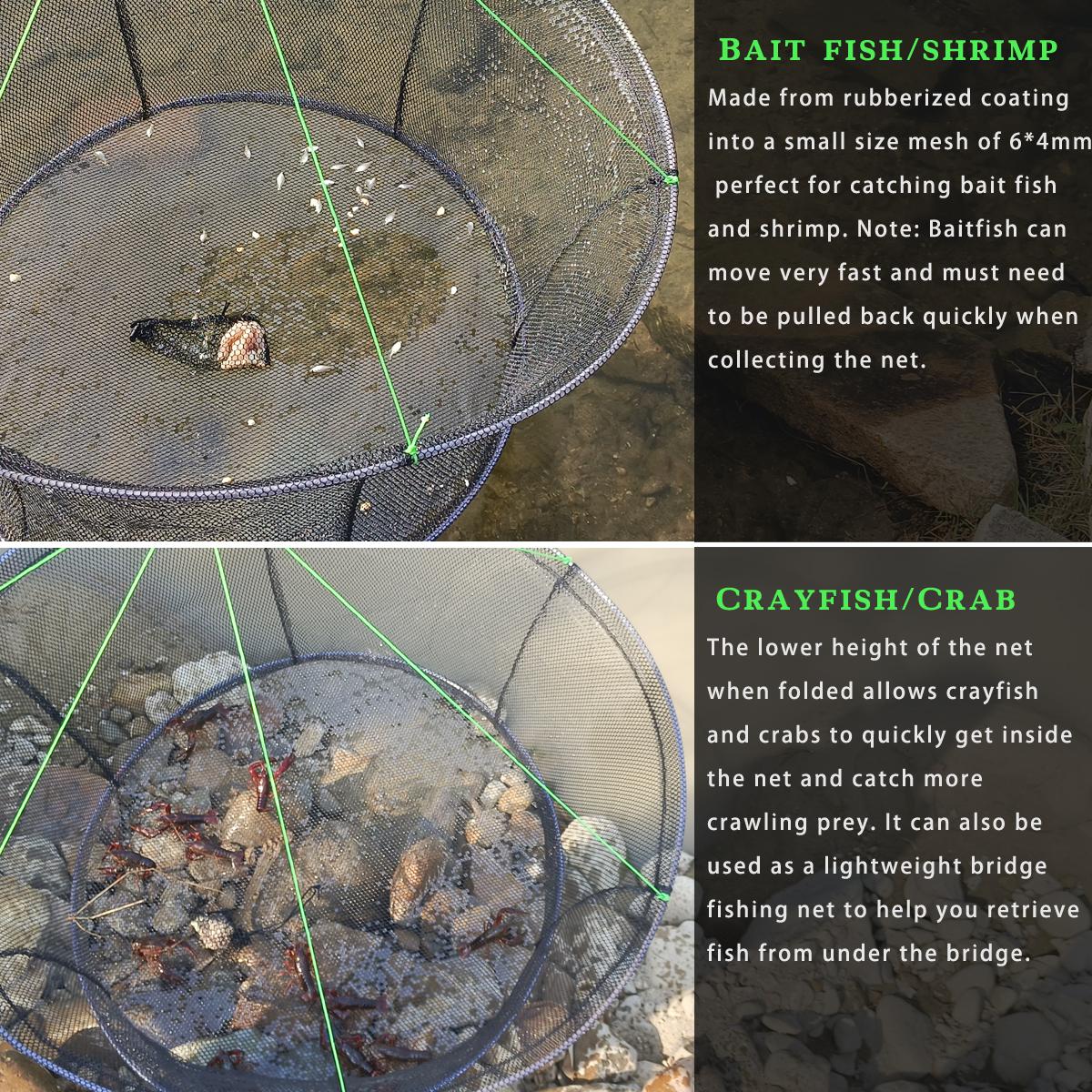 Drasry Functional Foldable Mesh Fish Trap - 31.5 * 23.6 In (80 * 60 Cm)) Folding Fishing Net, Crab Traps, Fishing Gear and Equipment for Catching Crayfish, Shrimp, Minnows