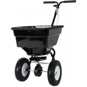 Push Broadcast Spreader, 12FT Spreading Width, 13in All-Terrain Wheels, Adjustable Flow Control, Heavy Duty Walk Behind Lawn Spreader for Fertilizer, Grass Seed, Ice Melt, Salt