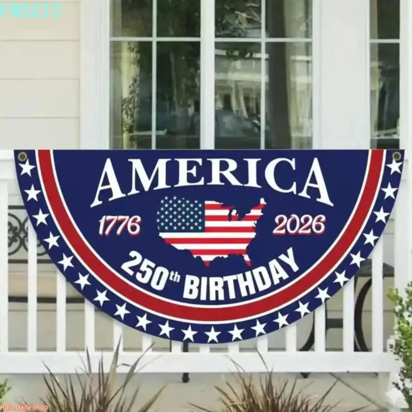 2026 New Arrival 250th Anniversary 1776-2026 Polyester Pennant Banner Set, Patriotic Half Round Bunting Streamers, 4th of July Outdoor Porch Fence Summer Party Decor, Holiday Kids Gift summerwins