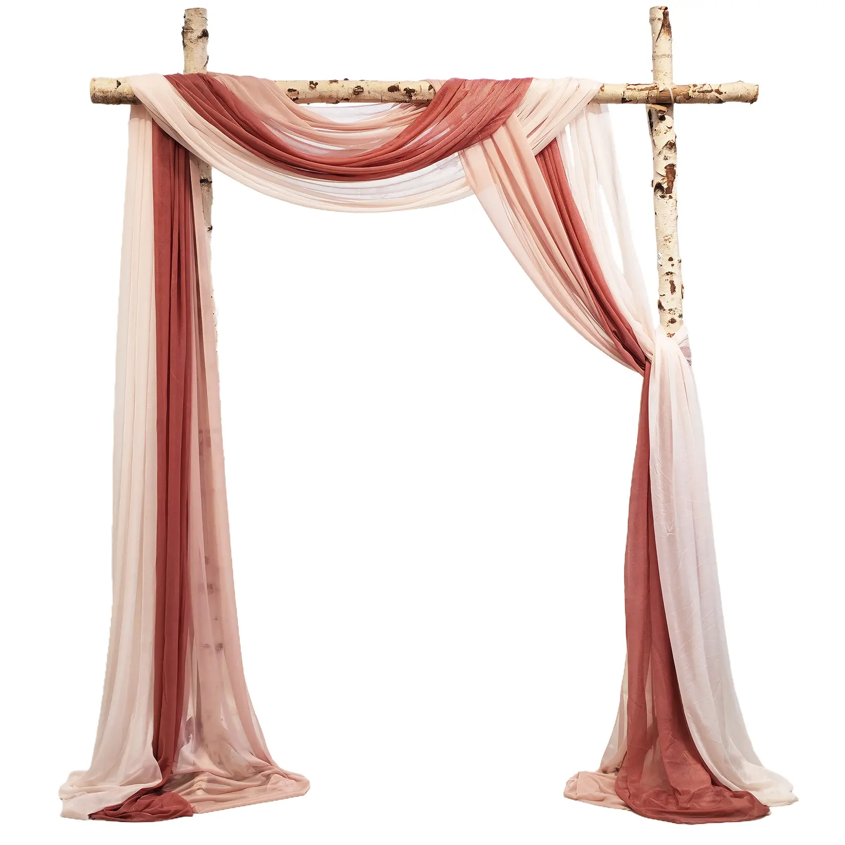 3-Panel Sheer Chiffon Wedding Arch Drape Set, 2.5x19.5FT Lightweight Flowing Fabric, Wedding Props for Ceremony Photo Booth Home Decor
