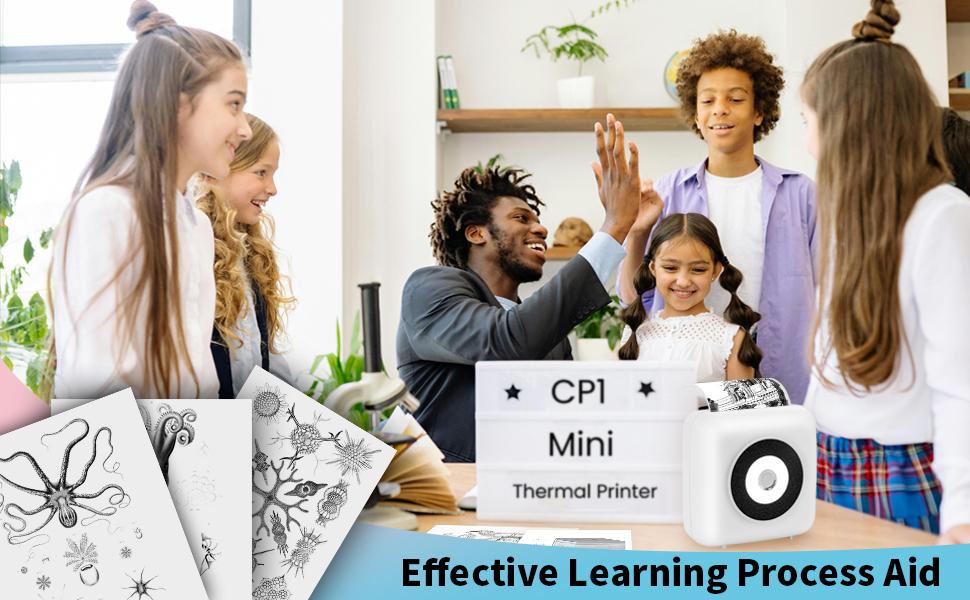 Bluetooth Portable Thermal Printer - Inkless Wireless Photo Printer for iPhone& Android, CP1 Mini Printer for School Notes, Picture, Journal, DIY Creation, Children's Gifts