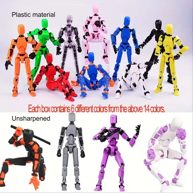 6pcs 3D Action Dolls, Multi-Jointed DIY Assembly, Educational Toy Model, Desktop Decoration, Christmas/halloween Gift Set