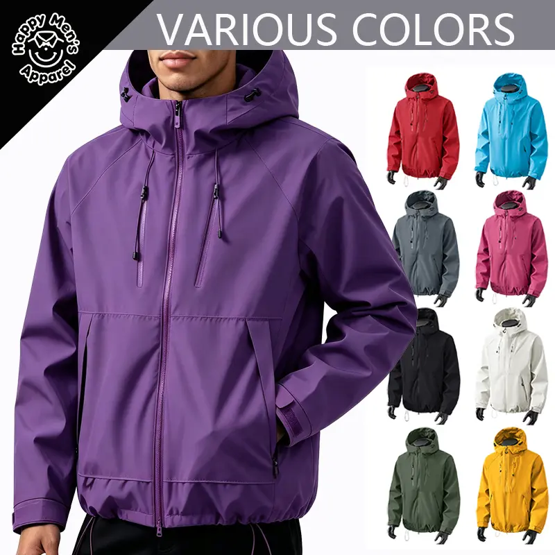 Men's new windproof and waterproof outdoor solid-color jacket, men's hooded jacket, men's sports jacket, men's climbing suit, couple's cycling top