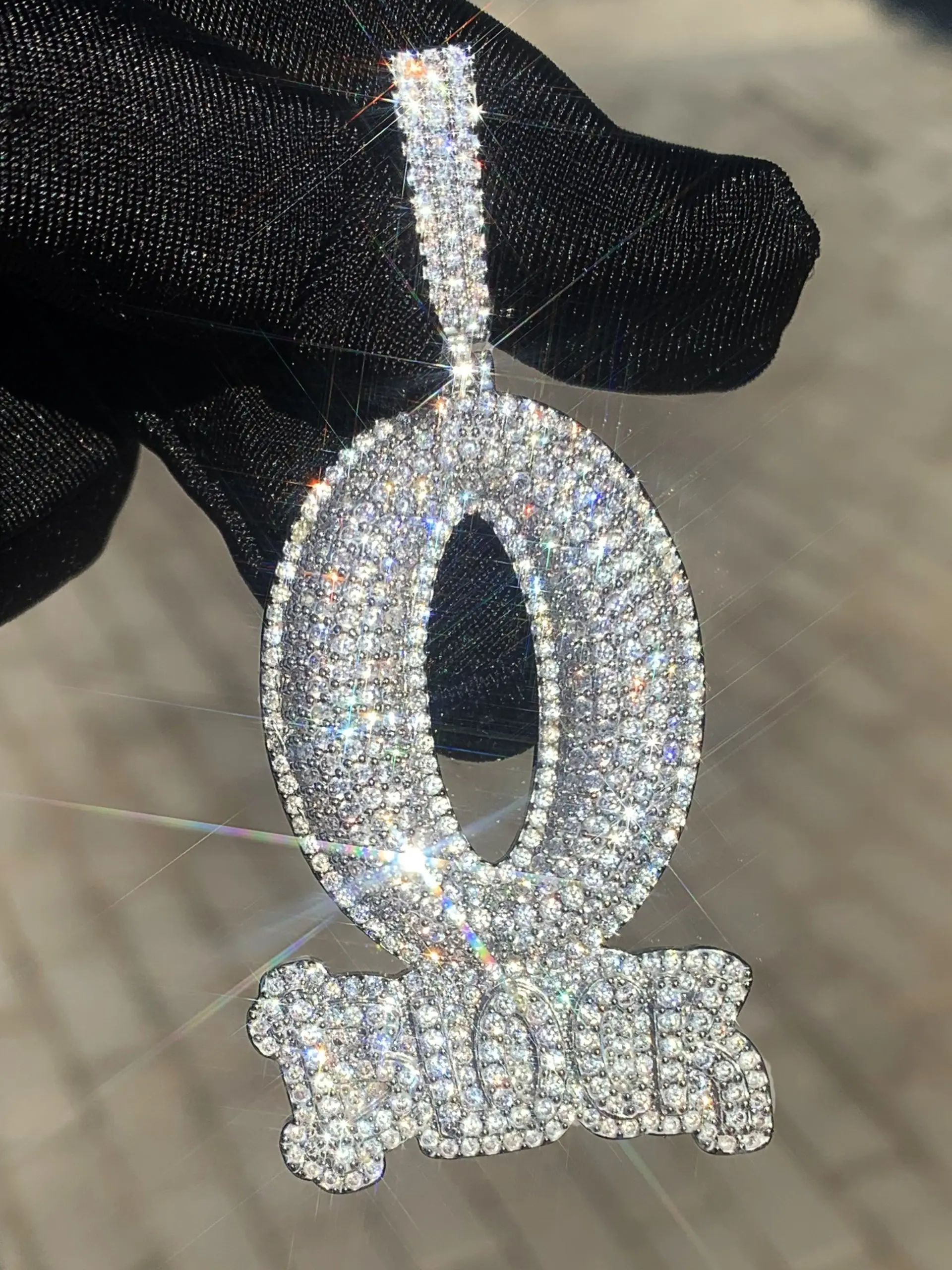 Men's Fashion Zircon Letter Pendant Necklace, Hip-Hop Trendy Full Drill O Block Design, Simple Style Jewelry Accessory