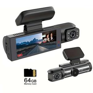 dual recording car dvr camera, dash cam with 64gb memory card, wide angle car dash camera with 3.16 inch lps screen, video surveillance, jerl dash cam, recording camera, front rear dashcam