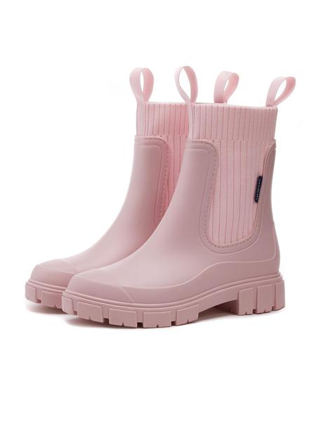 Women's Solid Color Rain Boots, All Match Boots, Waterproof Round Toe With Slip-Resistant Outsole For Rainy Days