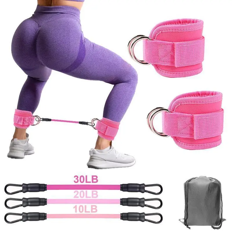 Ankle Resistance Band Set, 6 Counts/set Adjustable Multifunctional Fitness Band with Ankle Straps, Leg & Hip Training Equipment for Home & Gym, Gifts for Girlfriend, Gymnastics Bar, Stretching Gear, Workout Band
