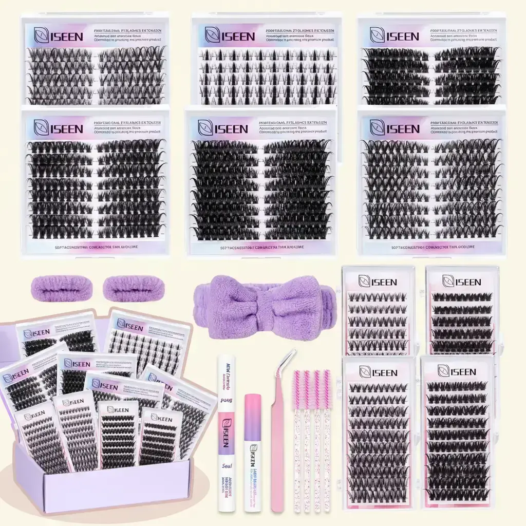 Eyelash Cluster Kit, D-Curl Fluffy Volume Lash Extensions, Dense & Long DIY Lash Set with Bond & Seal, Remover, Tweezers & Brush, Mixed Style Lashes, Multiple Lengths #GLOBAL PICKS