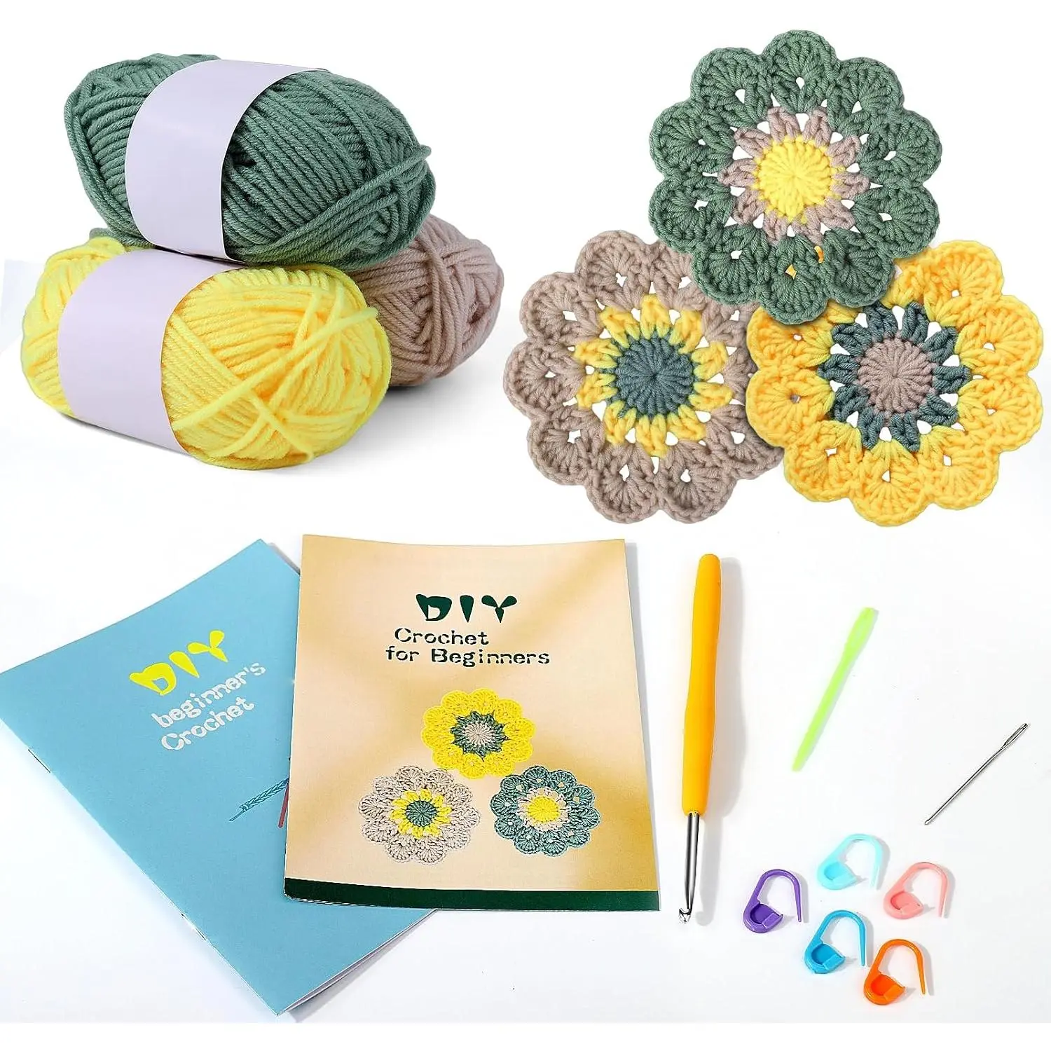 Learn to Crochet Beginners Kit for Adults and  | Easy Crochet Starter Kit with Step-By-Step Video Tutorials and Yarns,Hook,Accessories,DIY Arts,Crafts Knitting Supplies