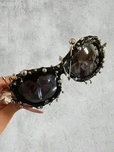 Y2K Fashion Handmade Inlaid Sunglasses with Case, Daily Casual Sunglasses, Outdoor Fashion Accessory, Stylish Sunglasses for All Seasons