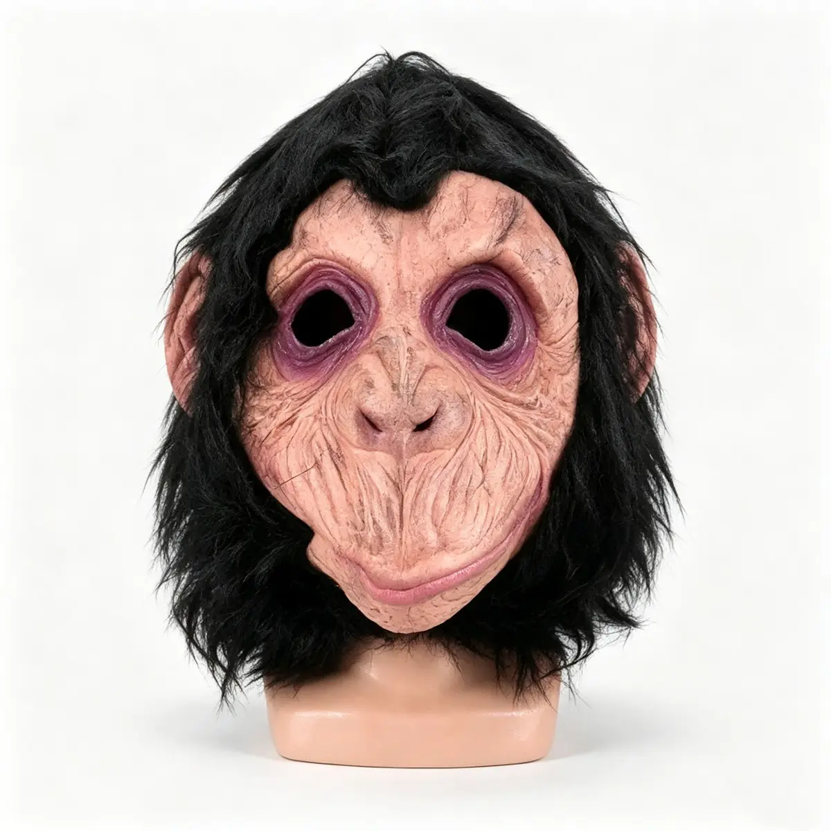 Realistic Black Fur Gorilla Mask - Full Head Latex Ape Costume Prop - Ideal Spooky/Funny Animal Theme Accessory for Halloween Parties, Cosplay, Stage Show and Prank Pranks Hyper Realistic Mask