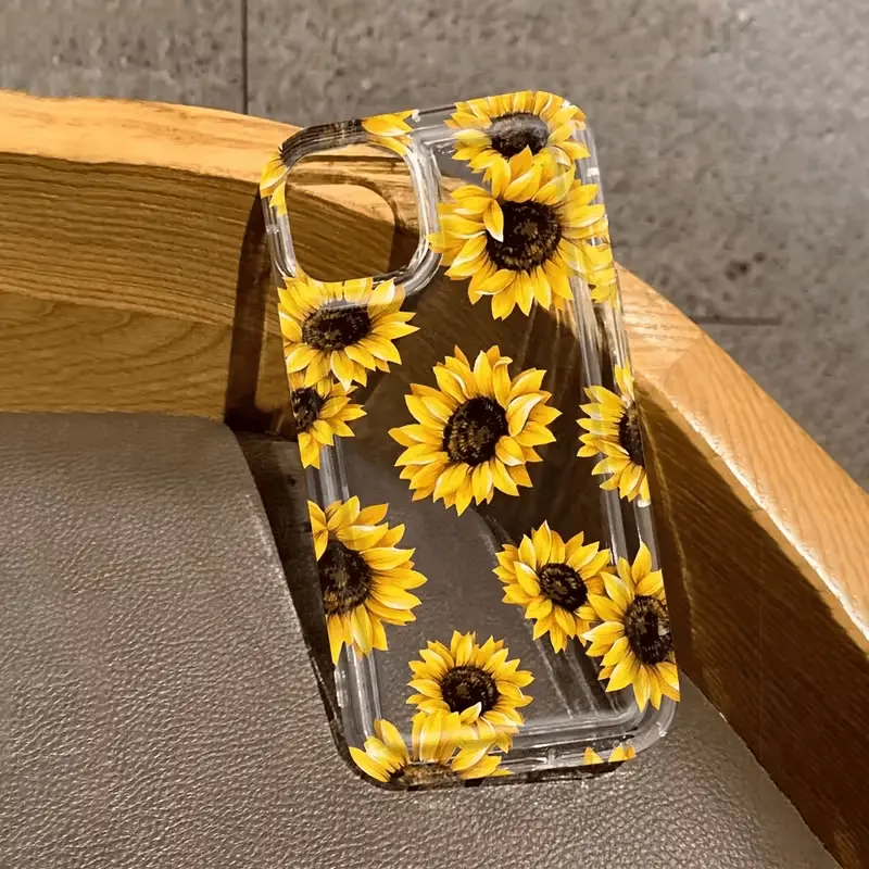 Yellow Sunflower Pattern Durable Protective Phone Case & Cover - Stylish TPU Soft Shockproof Casing, Fully Wrapped, Anti-Drop, Anti-Fingerprint, Comprehensive Protection, Suitable for iPhone 17 Pro Max,16,15,14 Plus,13,12,11,X,XS Series, Trendy Gift, Sili