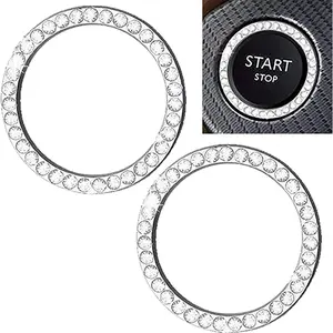 2 Pack Bling   Rhinestone Ring Emblem Sticker,  Interior Decoration, Bling  Accessories for Women, Push to Start Button, Key  Starter & Knob Ring ()