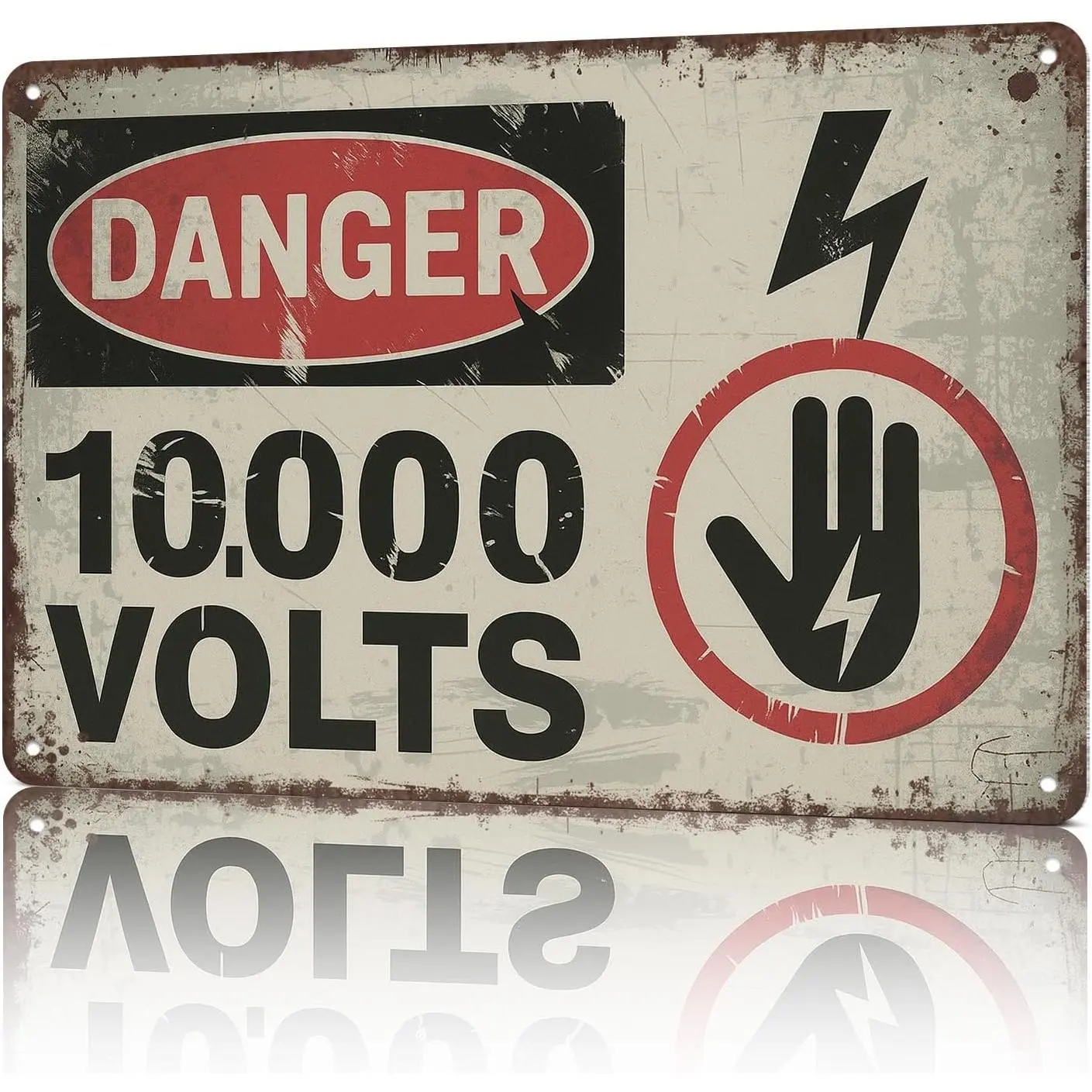 Danger 10000 Volts High Voltage Warning Vintage Metal Signs Poster Wall Art for Dorm Home Garage Bar Decor 8X12inch