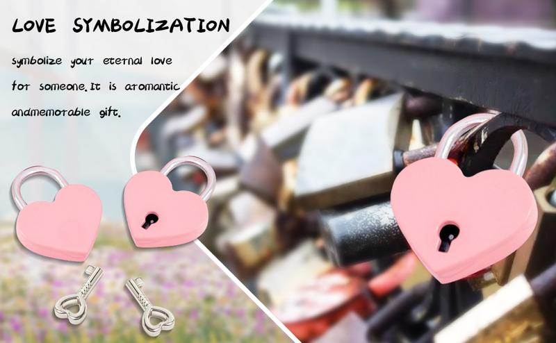 3 Pcs Small Metal Heart Shaped Padlock Mini Lock with Key for Jewelry Storage Box Diary Book,Pink