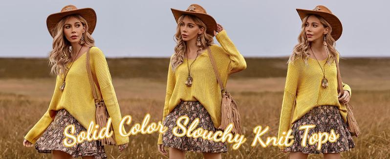 FMEYOA Casual Women's V Neck Long Sleeve Knit Loose Oversized Pullover Comfy Sweater Top FMEYOA Casual Women's V Neck Long Sleeve Knit Loose Oversized Pullover Comfy Sweater Top