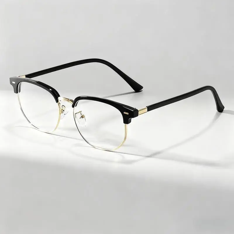 Metal Frame Square Anti‑Blue Light Glasses, Stylish Minimalist Protective Eyewear, Comfortable Computer Glasses for Office Work, Screen Time & Casual Everyday Use