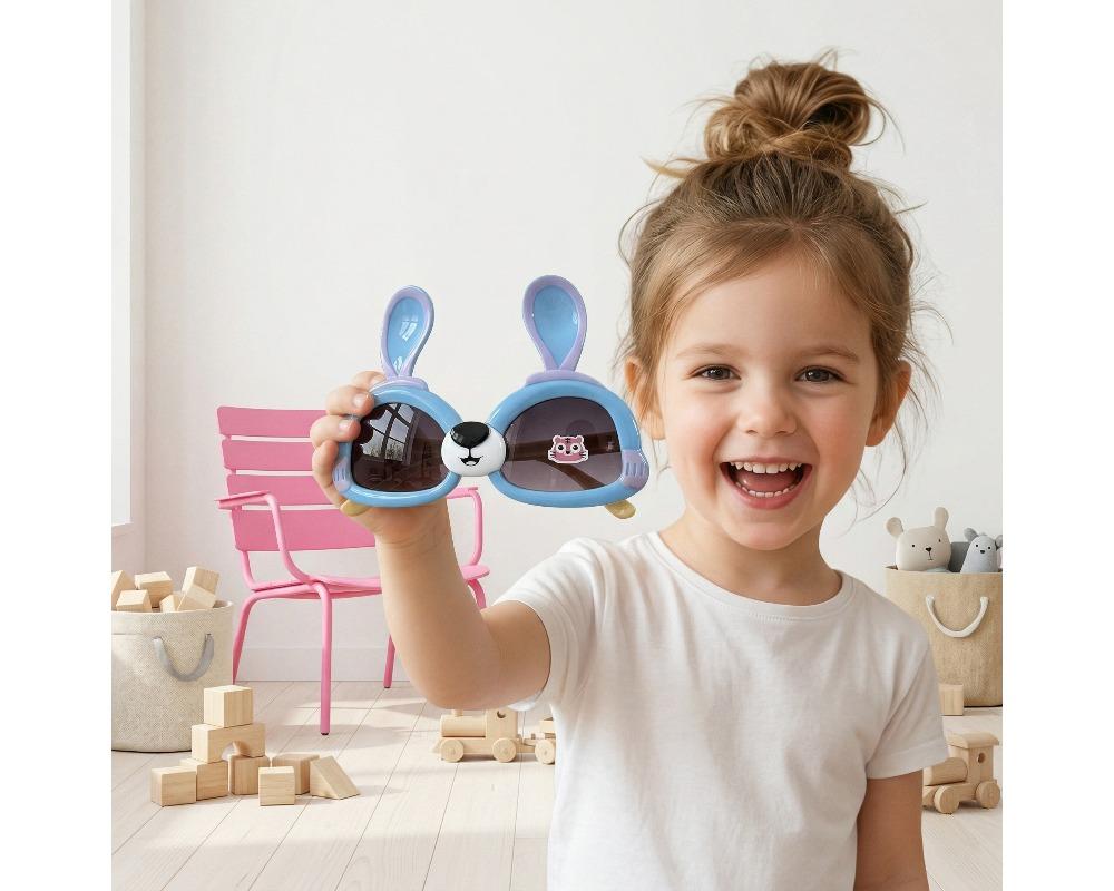 Cute Bunny Ears Kids Sunglasses 3D Cartoon Character Sunshades for Toddlers Multi-Color Decorative Eyewear for Summer Photos Lightweight Outdoor Sun Protection for Children Toddler Holiday Accessory