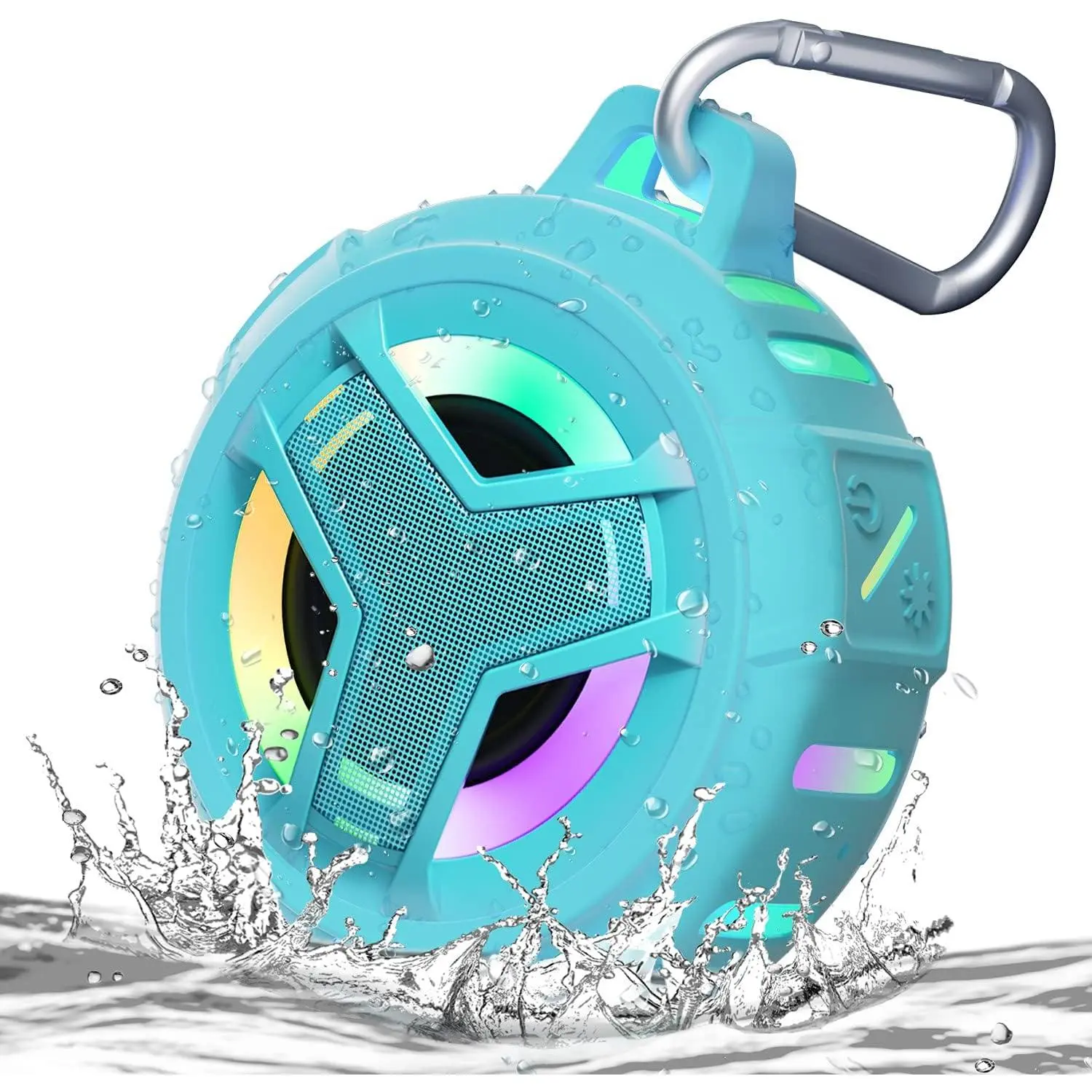 Waterproof Bluetooth Shower Speaker - IPX7 Floating Portable Wireless Small Speaker with 24H Playtime & RGB Light for Kayak, Beach, Pool Accessories, Unisex Gifts (Sky Blue)