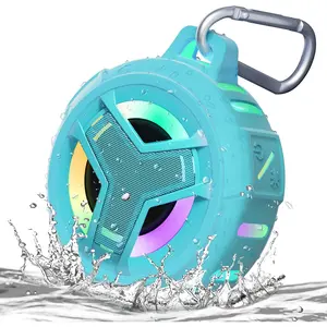 Sky Blue IPX7 Fully Waterproof Portable Wireless Bluetooth Shower Speaker, Built-in RGB Color Changing Lights & 24 Hours Playback Stereo Speaker, Multi-scene Outdoor Accessory for Bathroom Swimming Pool Beach Kayaking, Practical Unisex Birthday Holiday Gi
