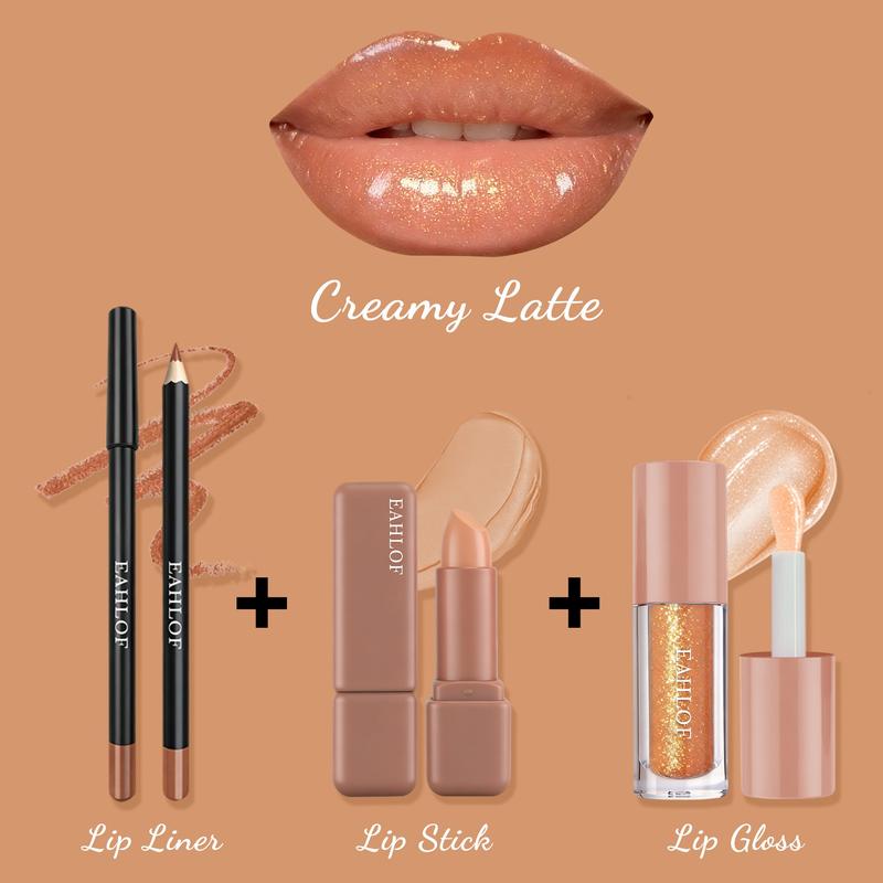 3pcs Hot Sips Coffee Lip Kits | Velvet Matte Trio(Liner+Stick+Gloss) | Day&Night Look