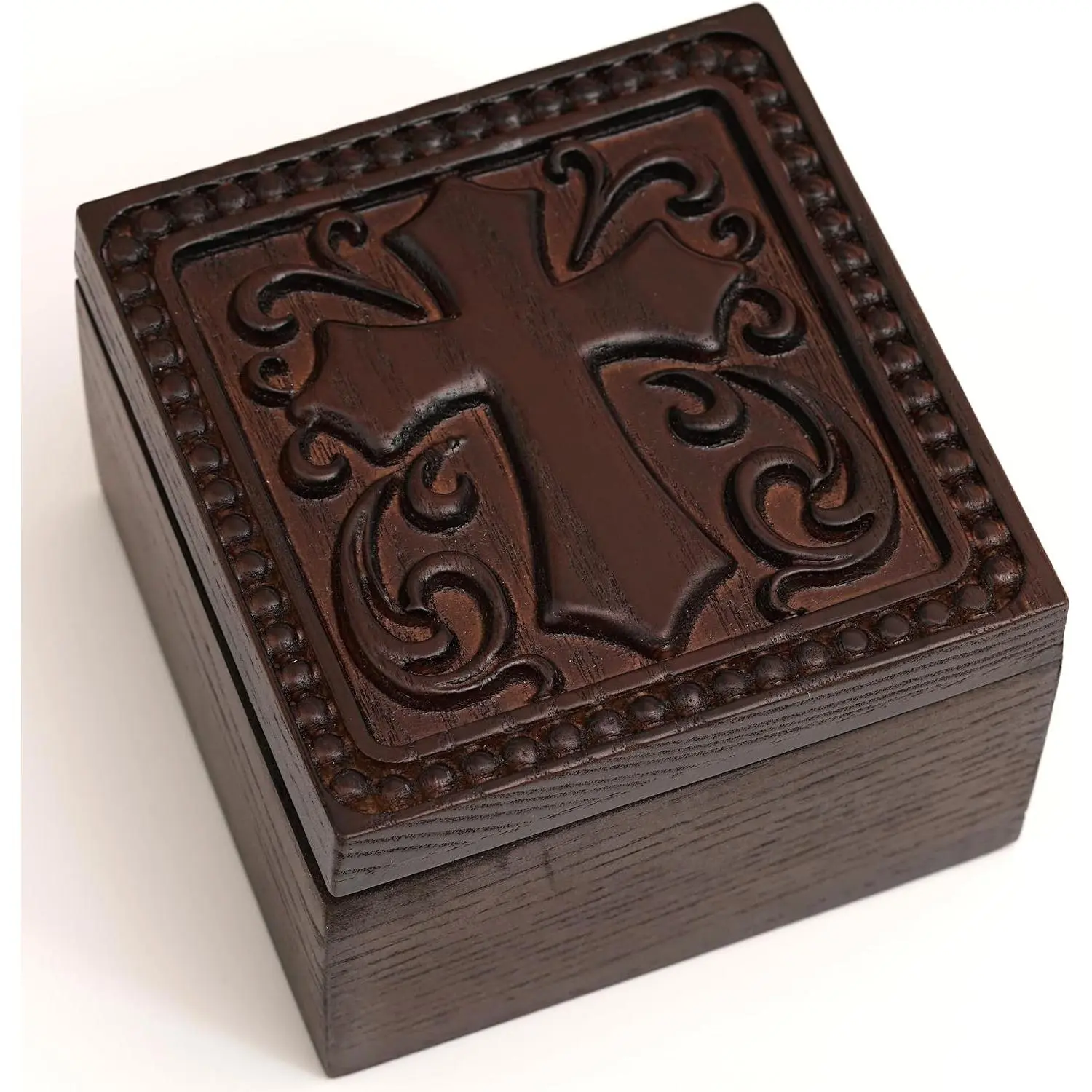 Handcrafted Wooden Cross Keepsake Box – Christian Prayer Box, Rosary Holder & Religious Jewelry Box, Catholic Gift for Women & Men, Baptism, Confirmation, Memorial & Sympathy Gift