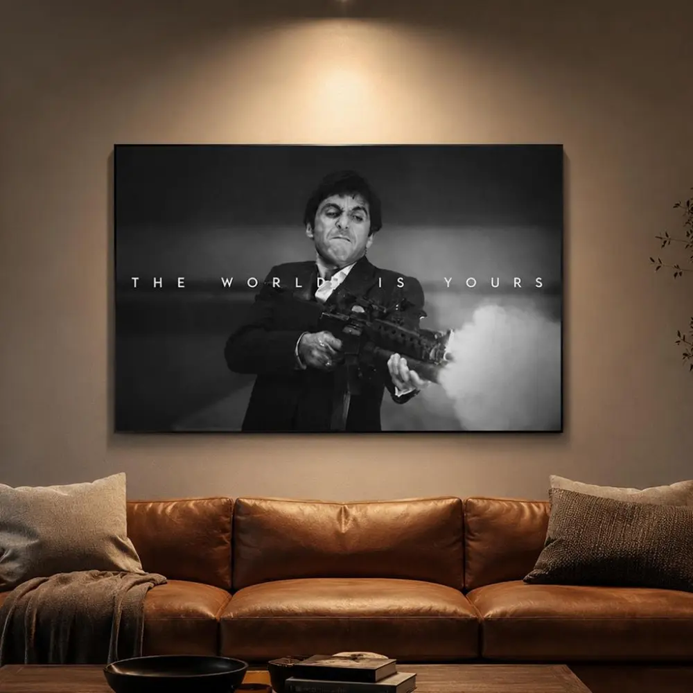 Tony Montana Scarface "The World Is Yours" Poster, Waterproof Wall Print, Motivational Wall Art, Home Decor, Living Room Decoration, Apartment Decor, Man Cave Decor, Movie Wall Art, Inspirational Wall Art, Bedroom Decor, Gift Idea