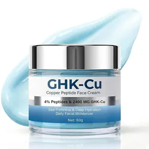 GHK-Cu Copper Peptide Face Cream, 2400mg Strength GHK Cu Complex, 4% Bioactive Peptide Formula for Face & Neck, Daily Facial Moisturizer Supports Skin Resilience & Suppleness, Hydrating Cream for Men & Women, 60g