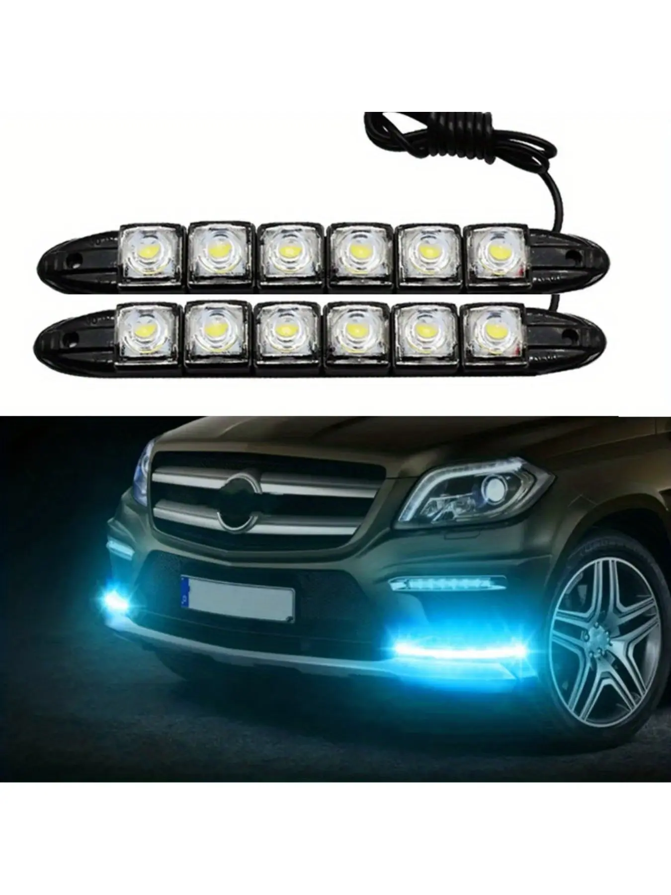 2PCS Universal Car Led DRL Daytime Running Light Flexible 6SMD White Ice Blue Waterproof Driving Light Strip Driving Fog Bulb Car Styling DC 12V Car Led Lights