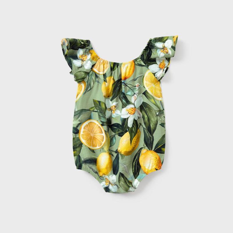 PatPat Matching Family Outfits – Lemon Print Hawaiian Shirts & Summer Dresses – Tropical Vacation Clothes for Men, Women & Kids Spingtok