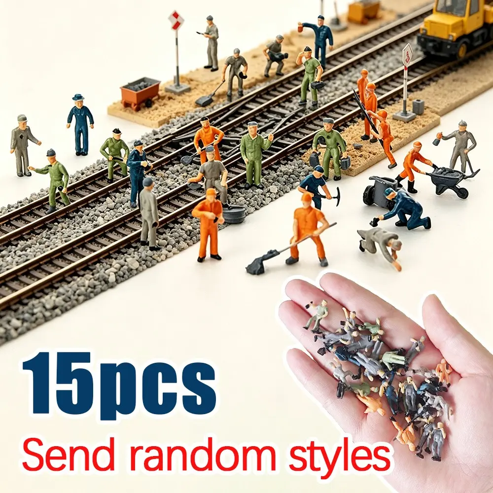 15pcs 1:87 Scale Miniature Worker Models, Random Styles and Colors, Exquisite Mini Figures for Diorama Scenes, Ideal for Model Enthusiasts