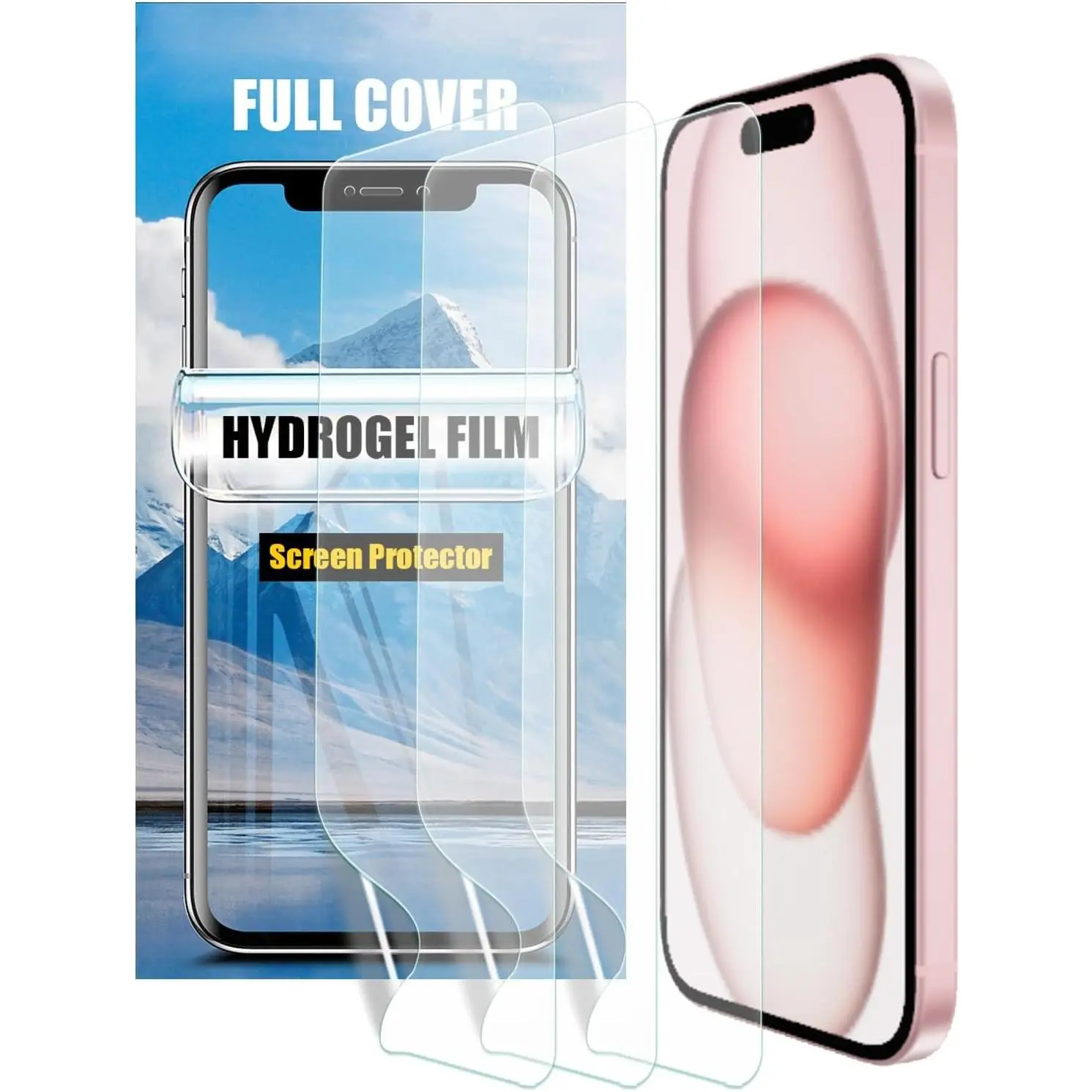 3 Pack Hydrogel Screen Protector for  15, Transparent Soft TPU, High Sensitivity (Not Tempered Film)