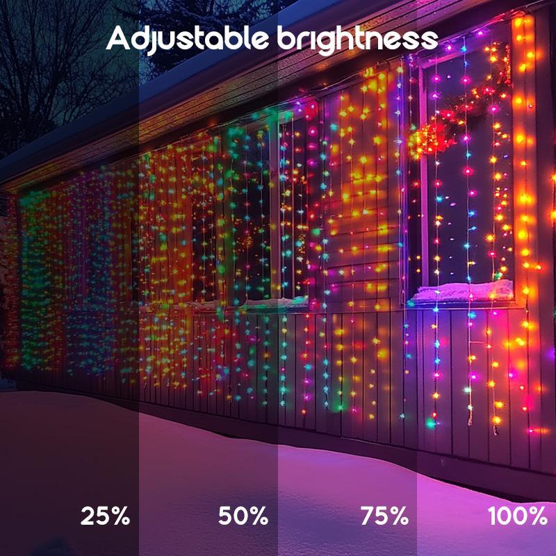 Solar Powered LED Curtain Light String, LED Light String with Remote Control & Timer, Solar Strip Lights, Decorative Light for Home, Garden, Balcony, Garden Decorations