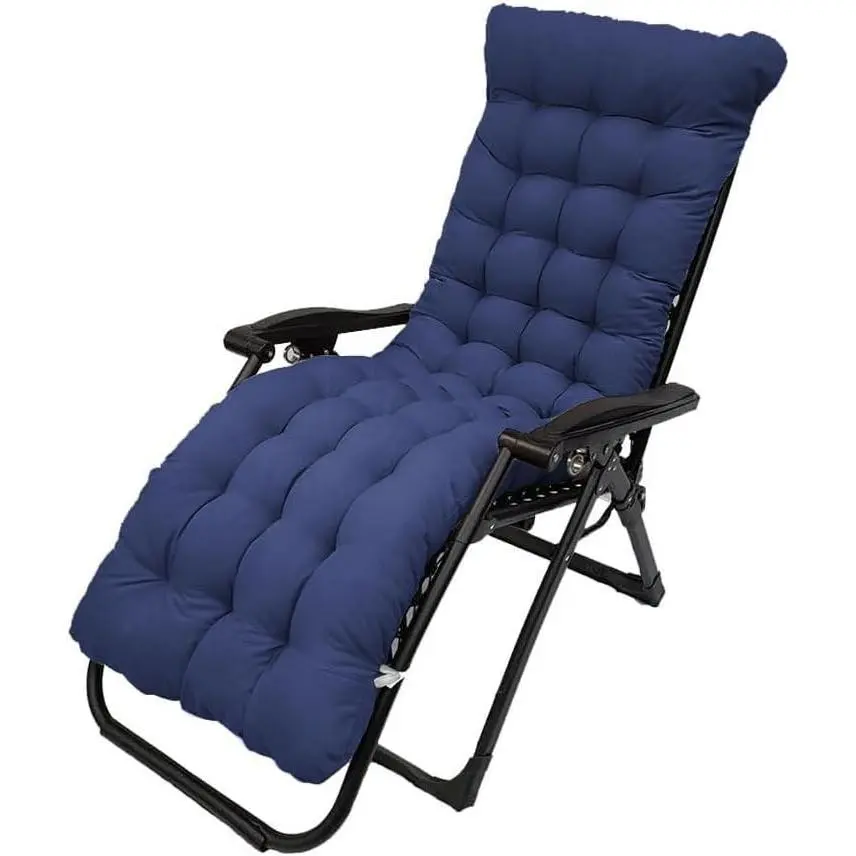 Rectangular Patio Chaise Lounger Cushion, 61in Thick-Padded Cushion for Outdoor-Indoor Lounge Recliners, Swing Benches (Navy Blue)