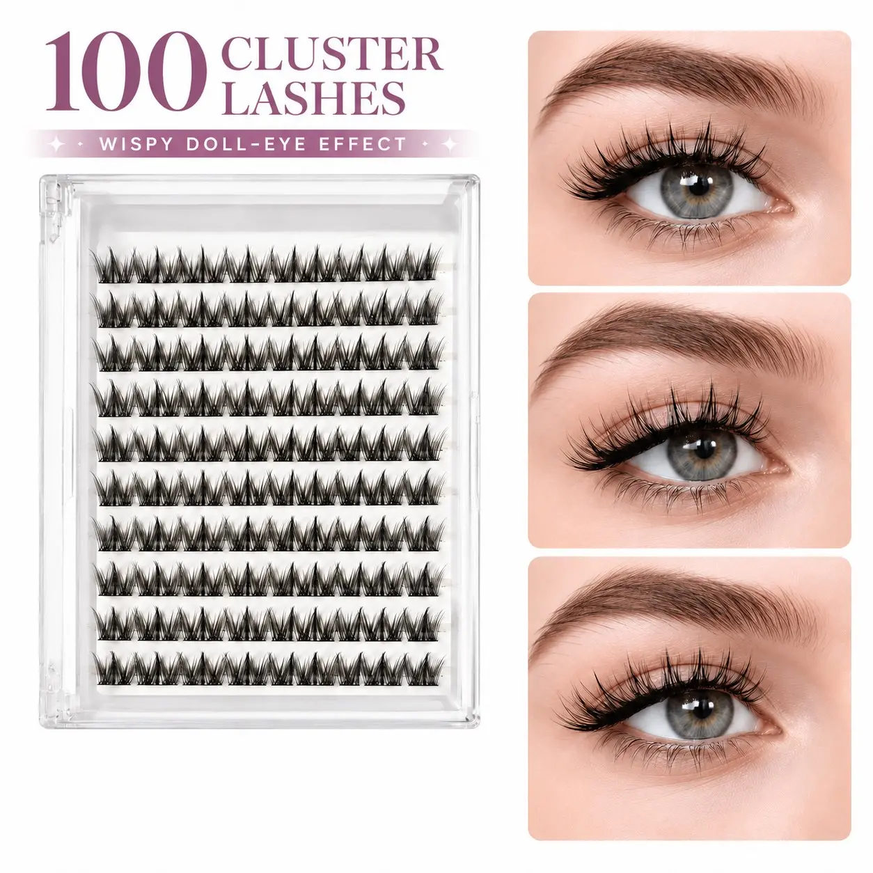 100 Pcs Magic Lashes DIY Natural False Eyelashes, Lightweight Single Strip, Soft Comfortable, Easy to Wear, Beginner Friendly