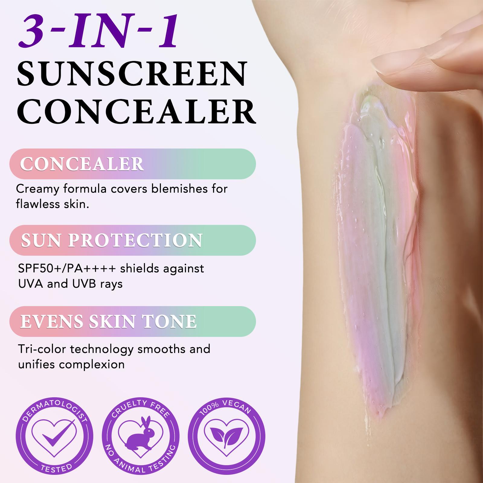 ikzee three-color sunscreen concealer makeup top cream 40g