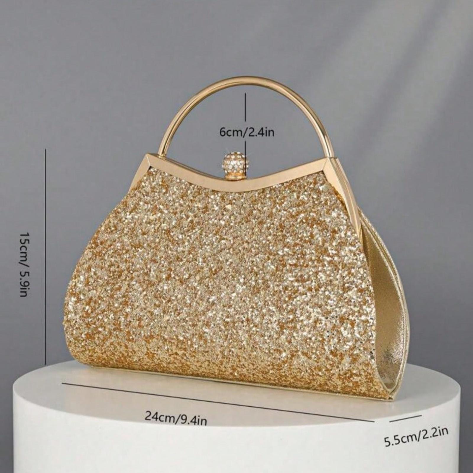 Sparkling Crystal Embellished Evening Clutch Bag For Women, Luxury Glitter Rhinestone Formal Handbag, Party Clutch, Dinner Bag, Purse Crossbody Bag, Evening Bag, Chain Bag, Shoulder Bag Suitable for Gala, Party, Wedding, Birthday, Anniversary Gift