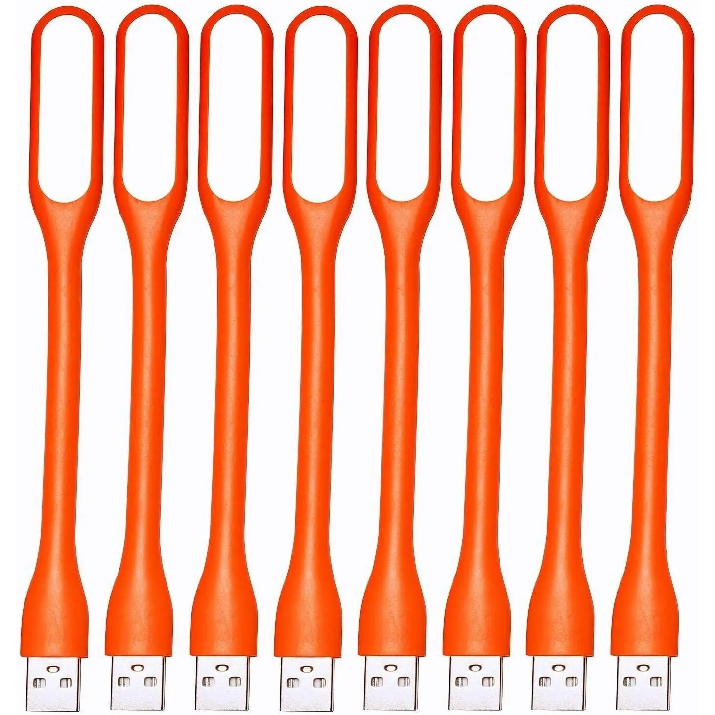 Flexible Mini USB LED Lamp Light Portable Night Light Compatible for Power , Laptop, Notebook, Reading,  Keyboard USB Reading Light (8pcs, Orange)
