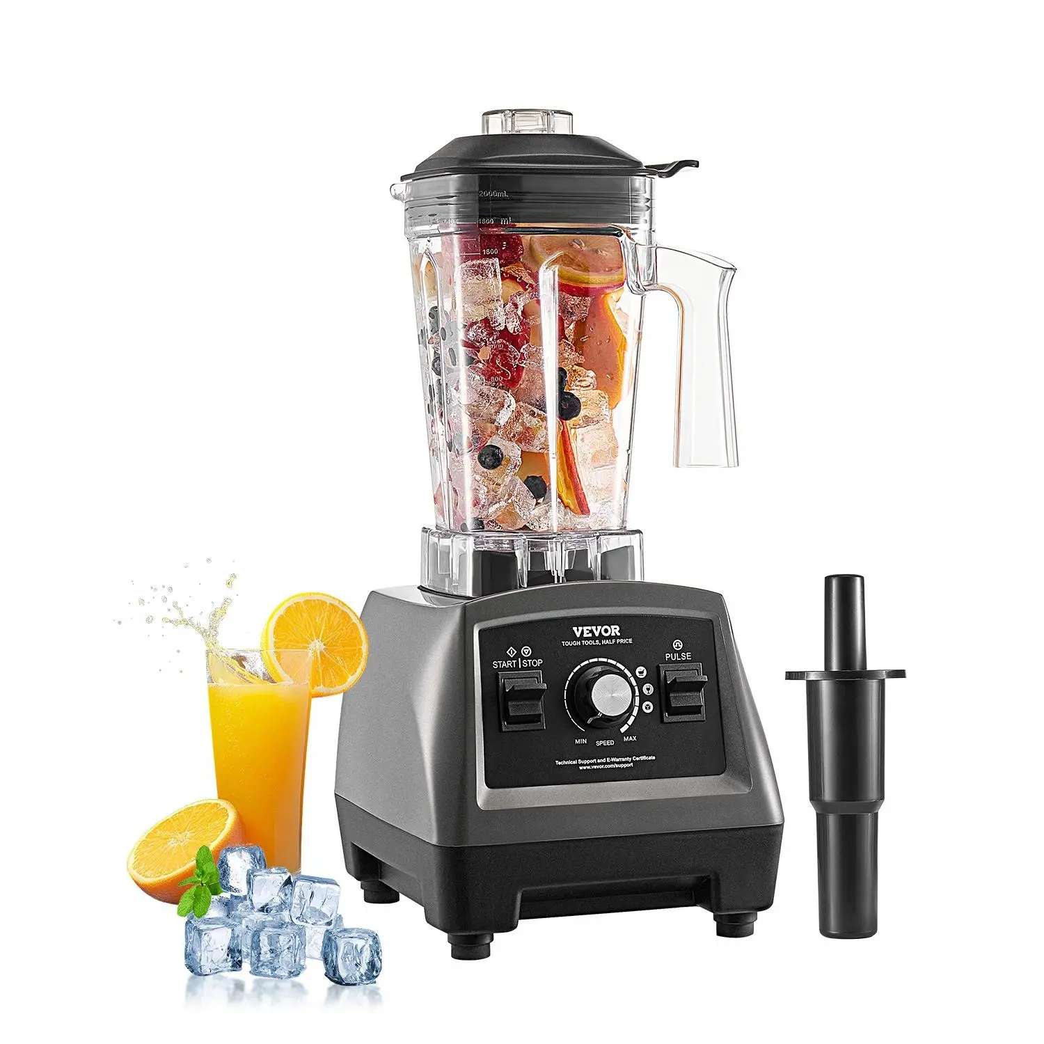 【DealsForYouDays】VEVOR Blender for Smoothies, 61 oz 1400W, Professional Blender with Powerful Motor, Multi-Functional Food Processing Blender with 2 Cups for Smoothie/Milkshake/Juice, Fits for Kitchen