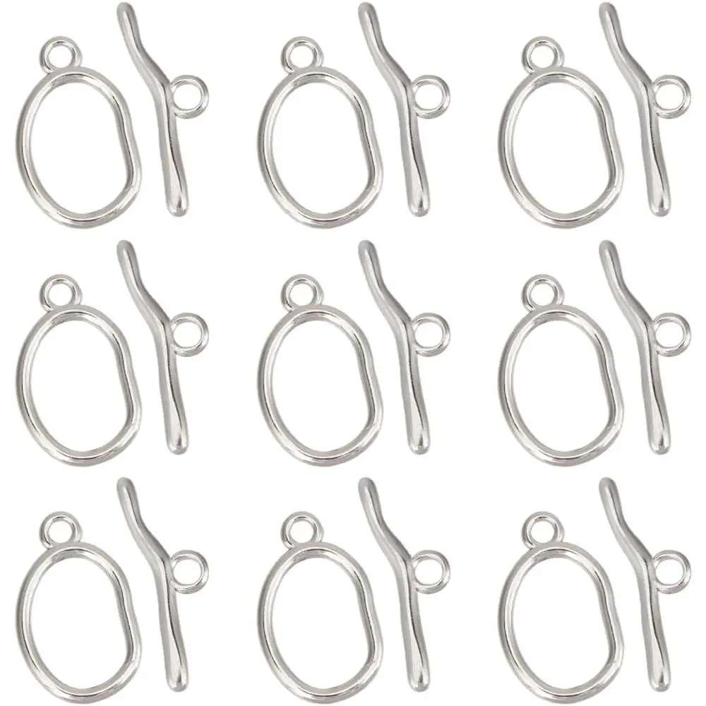 1 Box 10 Sets Stainless Steel Toggle Clasps  Necklace Toggle Clasp Bulk Circle Closure Connector T-Bar Ring Antique Oval Chain Toggle Clasp for  Making Necklace Bracelet DIY