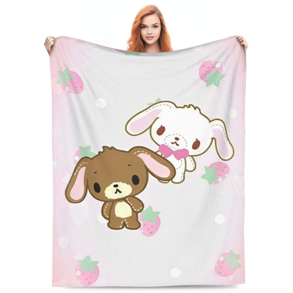Aura Blankets Cartoon Sugarbunnies Flannel Throw Blanket Blanket for Sofa Couch Super Warm Plush Thin Quilt Superb Christmas blanket gift