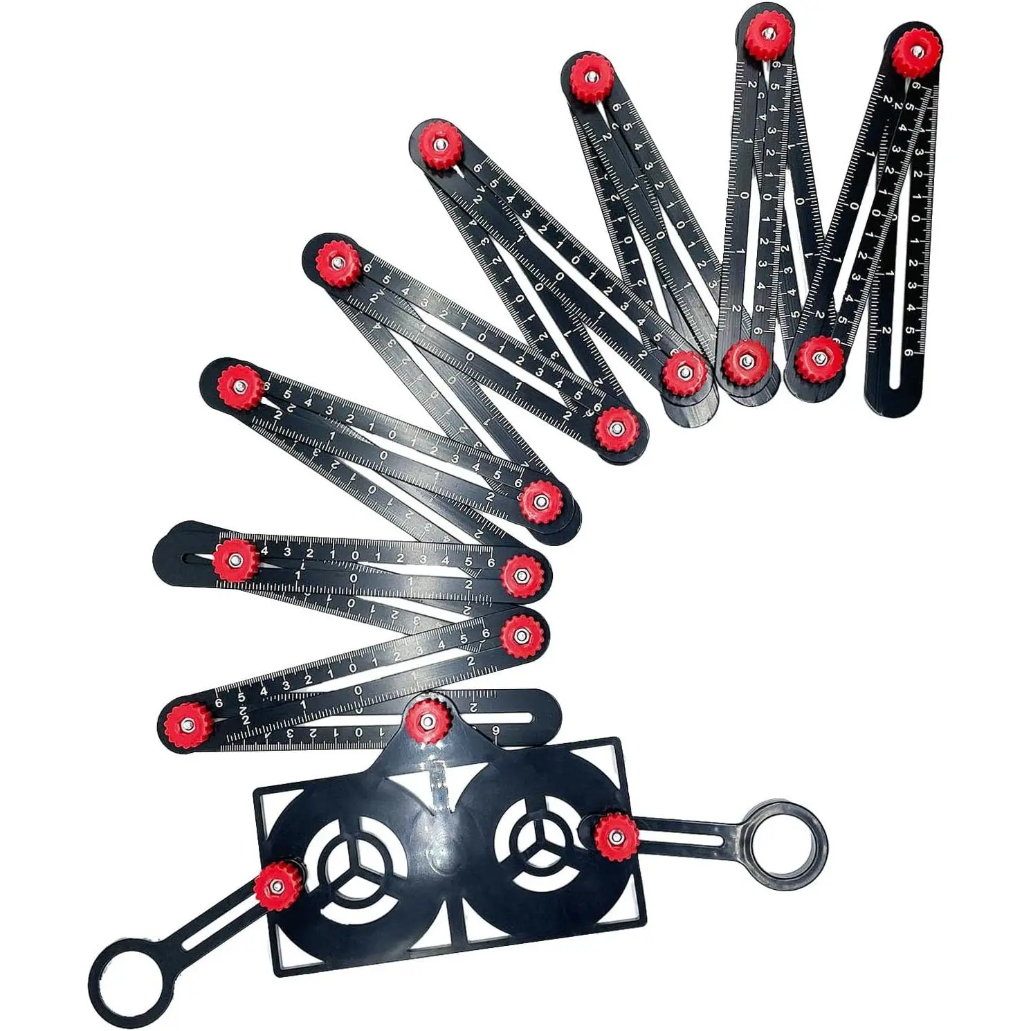 Multi-Angle Measuring Ruler,16-Sided Angle Measurement,Tile Holes Measure Ruler,Aluminum Alloy Multi Angle Measuring Tool with Positioning Apertures for Flooring/Woodworking/Tiling, Roofing