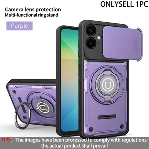 Magnetic Phone Case with Invisible Folding Ring Stand for Samsung Galaxy A57/A37/A55/A35/A56/A17/A36/A26/A16/A07/A06. Sliding camera cover, shockproof, durable and stylish, ideal for daily use.