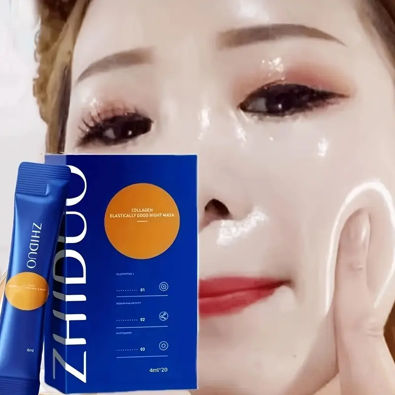 ZHIDUO collagen elastic night facial mask, deep moisturizing, mild moisturizing, suitable for all skin types, portable travel skin care products, very suitable for night moisturizing and makeup preparation