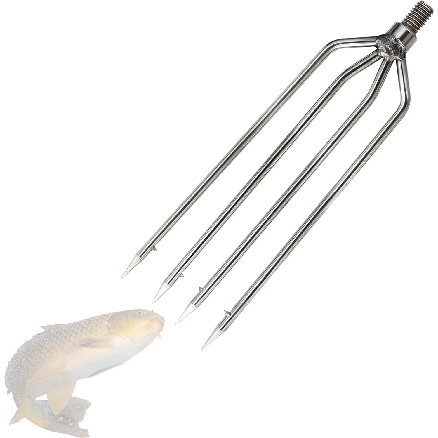 6.2ft Telescopic Fish Gaff Rods with 3-Teeth Stainless Steel Fishing Gig Gaff Hook with 8mm Screw Assorted Barbed Harpoons for Sea and Ice Fishing Hunting Fish Frog