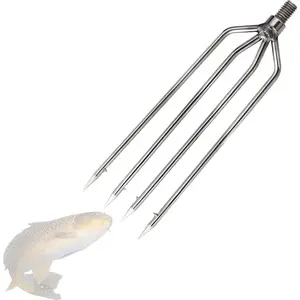 6.2ft Telescopic Fish Gaff Rods with 3-Teeth Stainless Steel Fishing Gig Gaff Hook with 8mm Screw Assorted Barbed Harpoons for Sea and Ice Fishing Hunting Fish Frog
