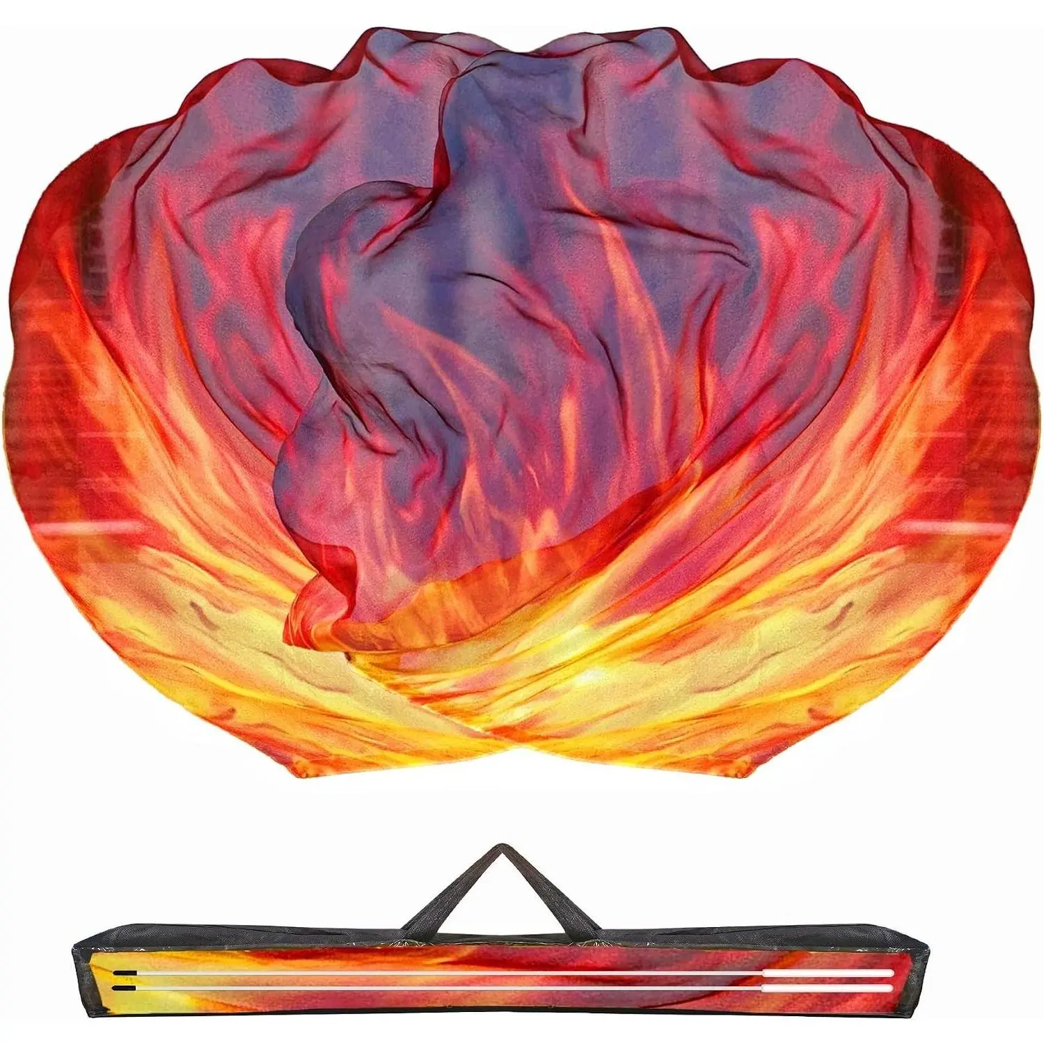 54"x54" Worship Dance Flags for Church Praise, Set of 2 Fire Design Flags with Flexible Rods & Storage Bag, Orange Red BlackGift